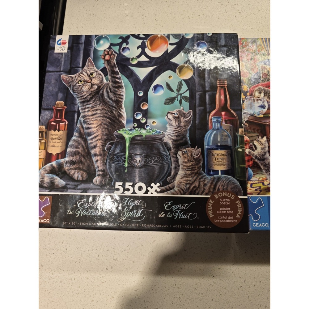 Caeco CATS Puzzles Lot of 2 Night Spirit & Kitty Chaos 550-500 Pcs. Complete - Picture 3 of 15